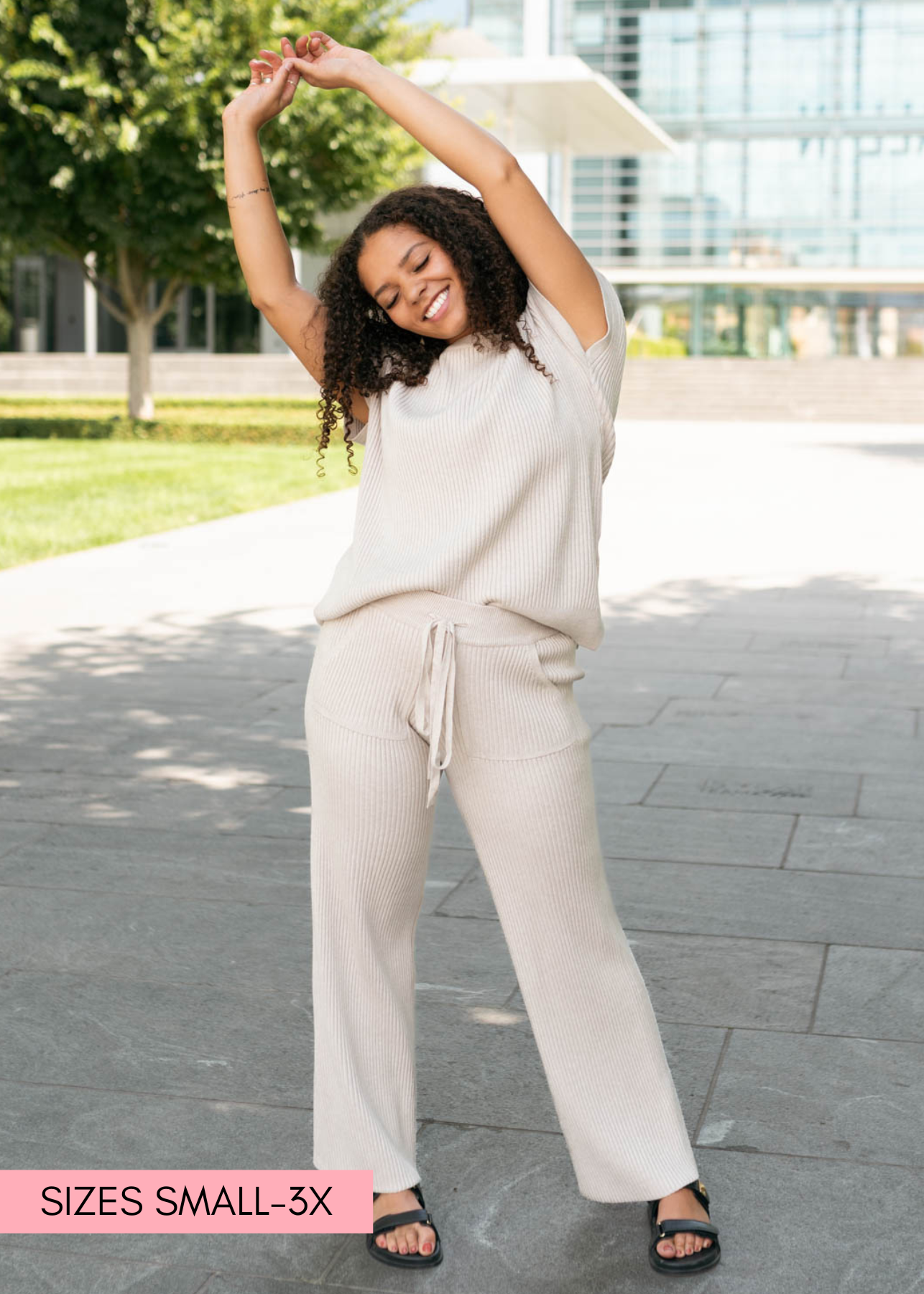 Selene Taupe Ribbed Sweater