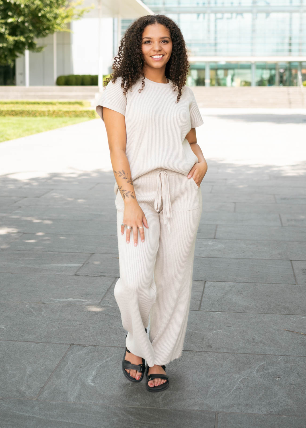 Selene Taupe Ribbed Sweater