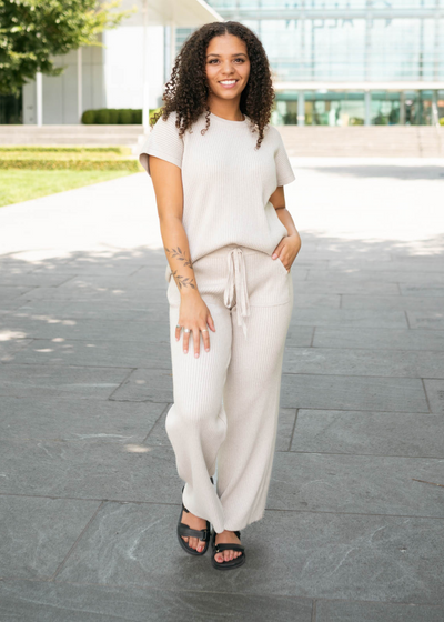 Selene Taupe Ribbed Sweater