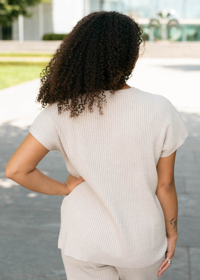 Selene Taupe Ribbed Sweater