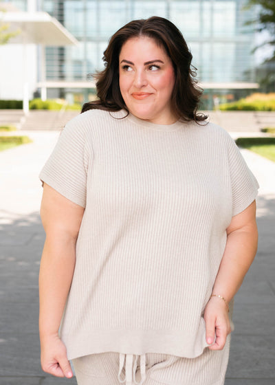 Selene Taupe Ribbed Sweater