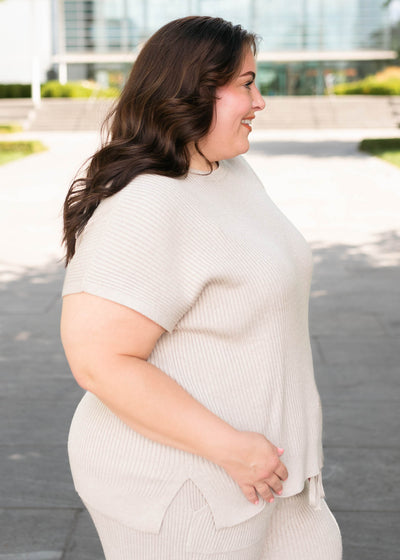 Selene Taupe Ribbed Sweater