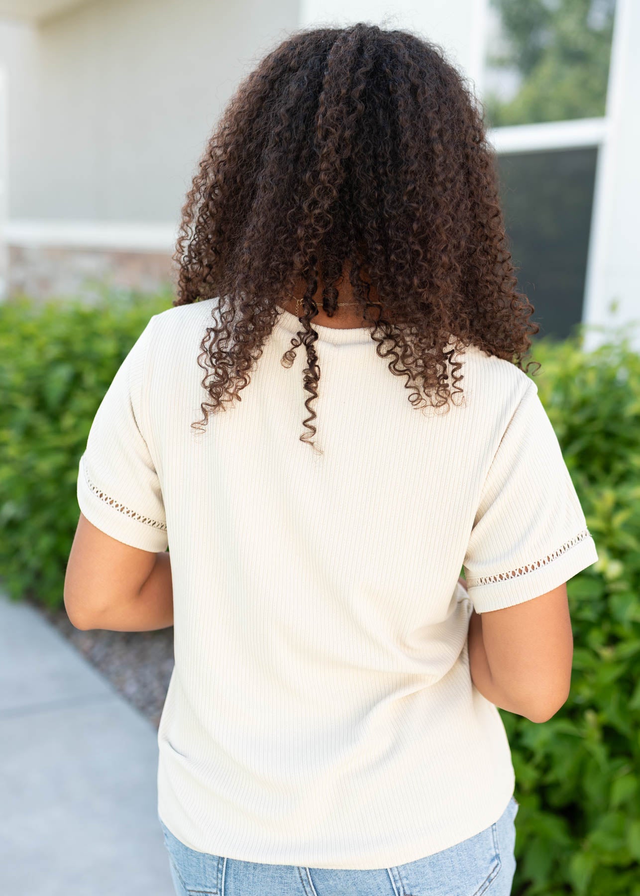 Back view of the beige top