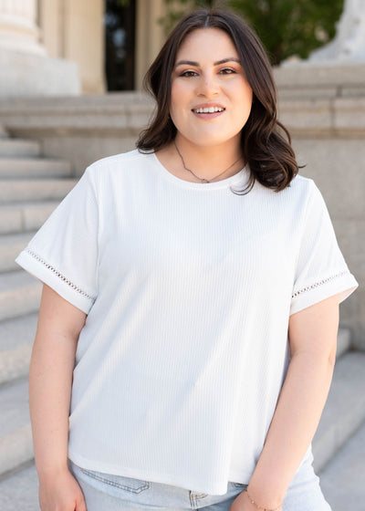 Short sleeve ivory top in plus size