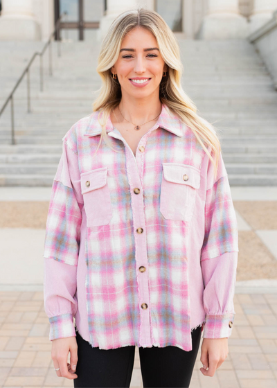 Pink plaid shacket
