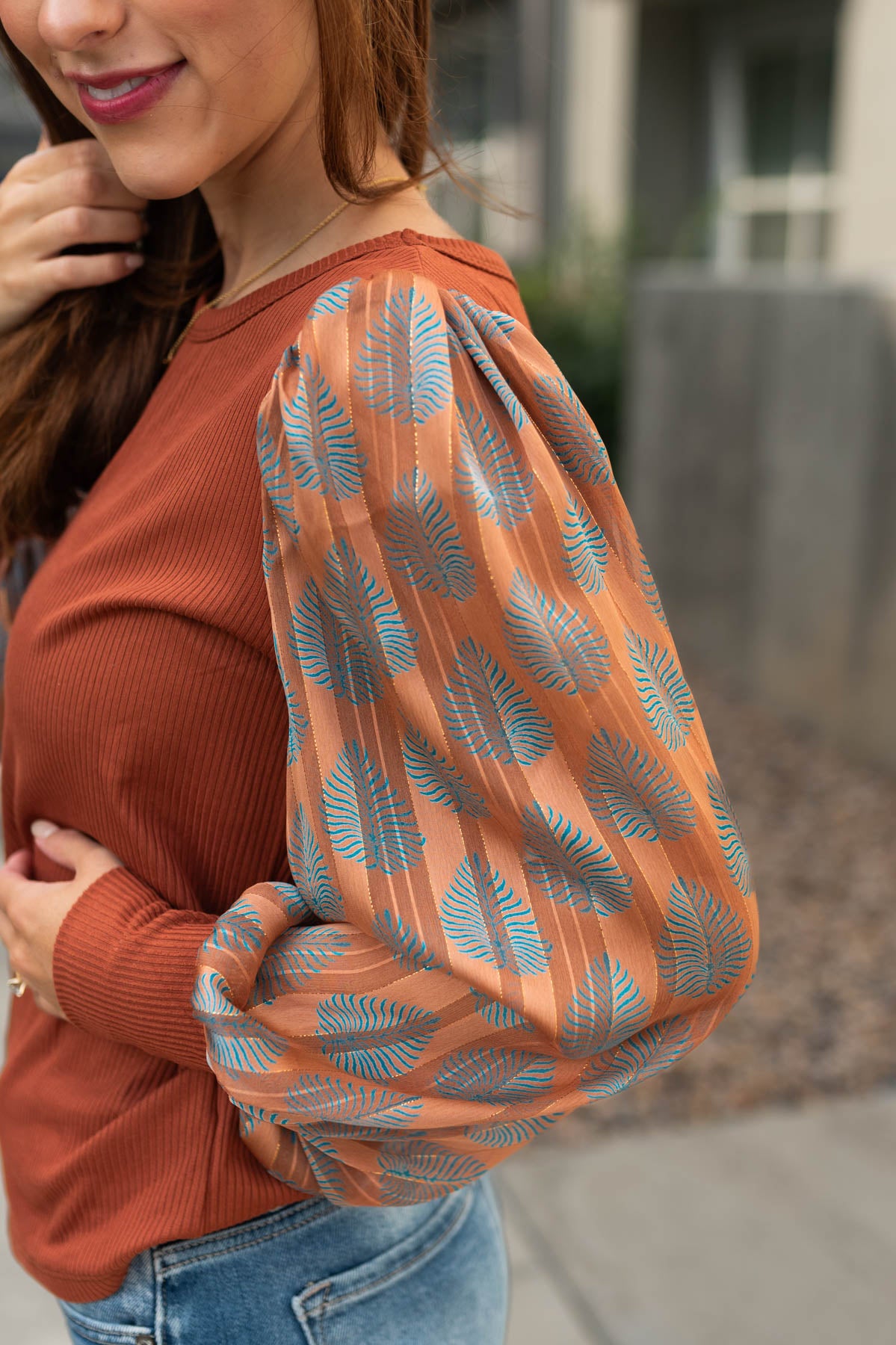Sleeve of a long sleeve rust top