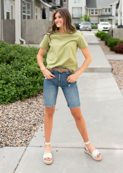 Sherry Denim High waist Bermuda Shorts