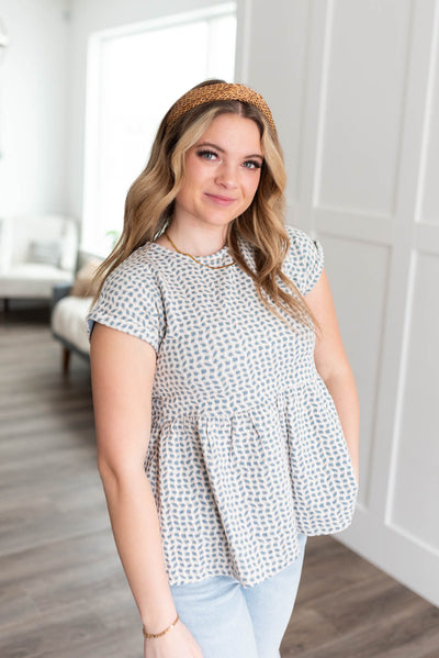 Sloane Blue Patterned Top