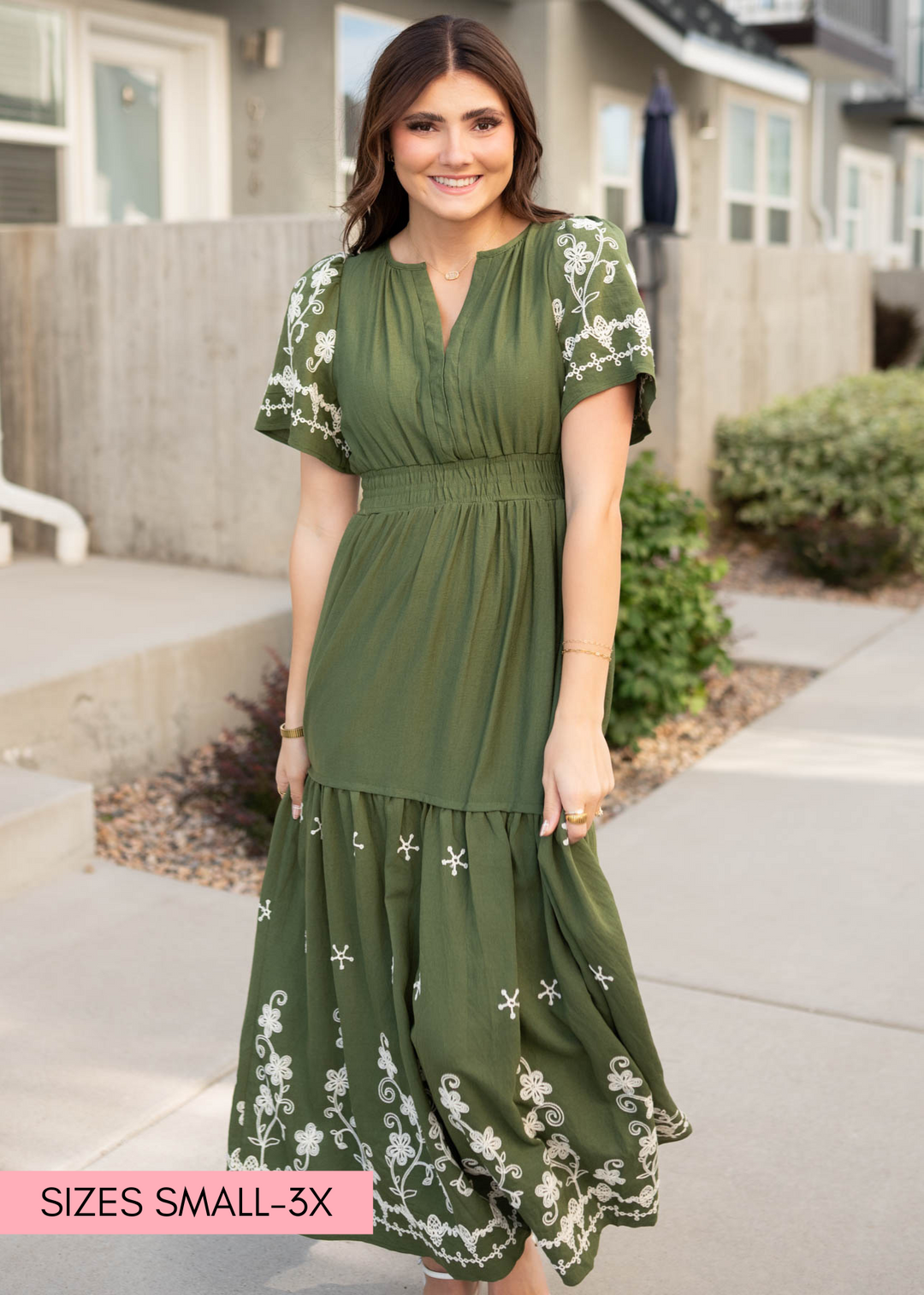 Sofia Olive Embroidered Maxi Dress Polagram – Lena Layne