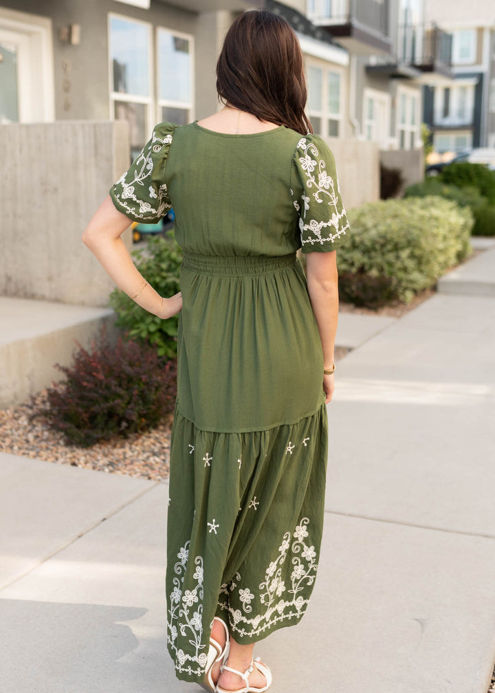 Sofia Olive Embroidered Maxi Dress Polagram – Lena Layne