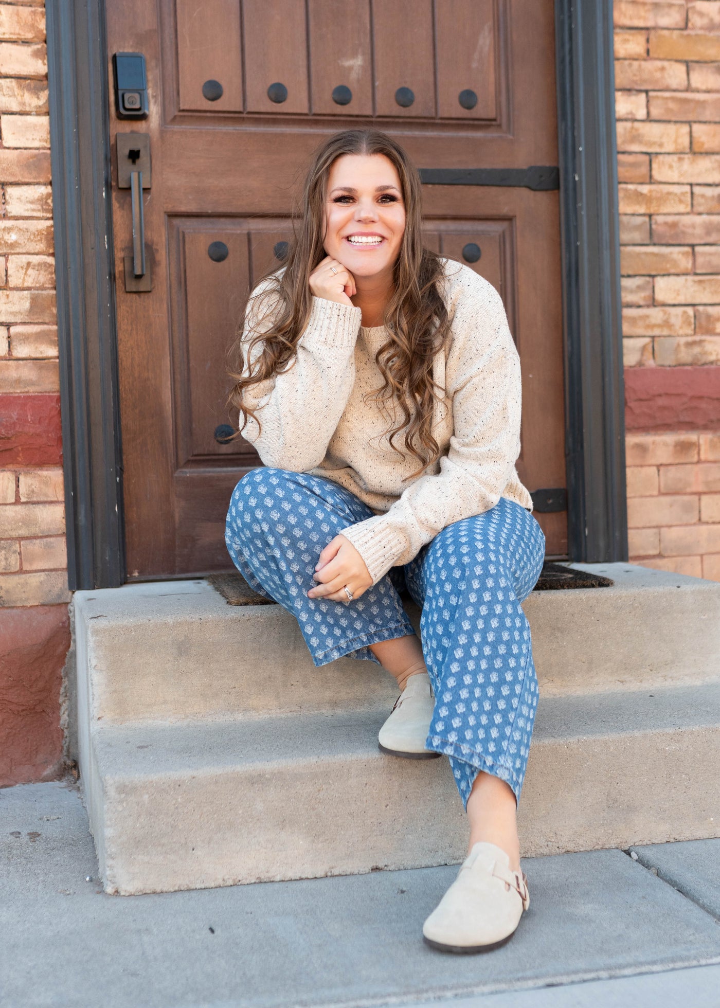 Spencer Speckled Taupe Knit Sweater