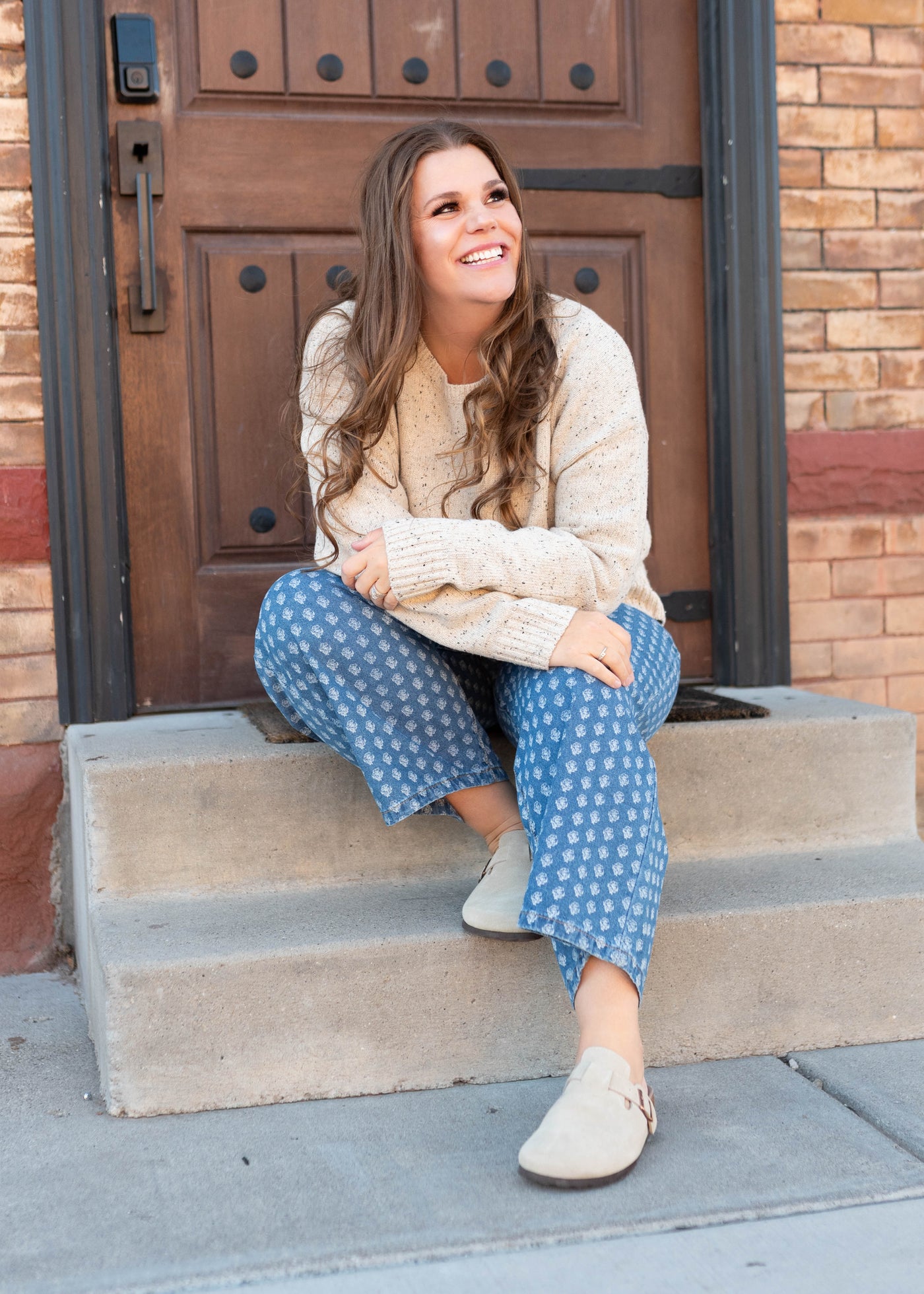 Spencer Speckled Taupe Knit Sweater