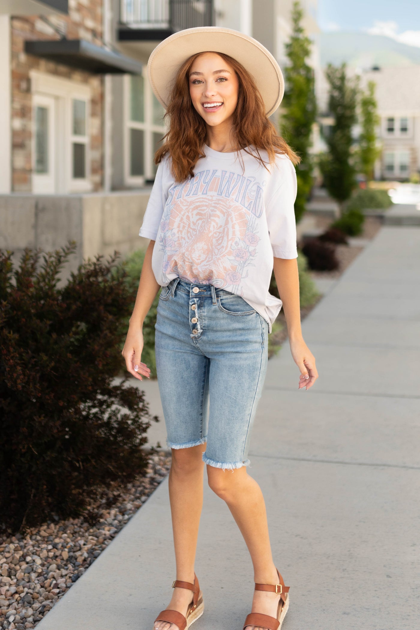 Short sleeve stay wild lavender tee