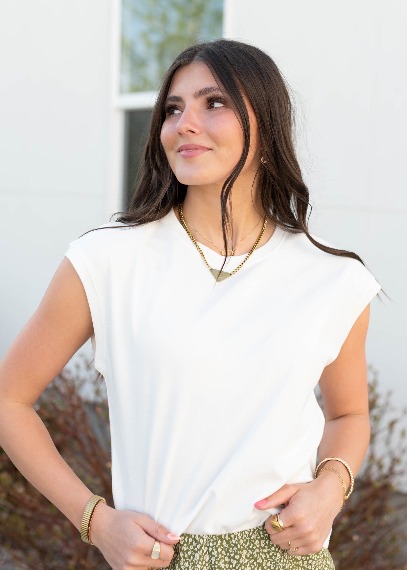Summer white short sleeve top