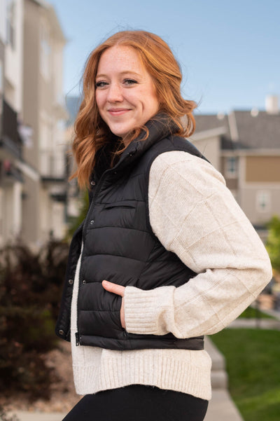 Side view of Taryn black vest