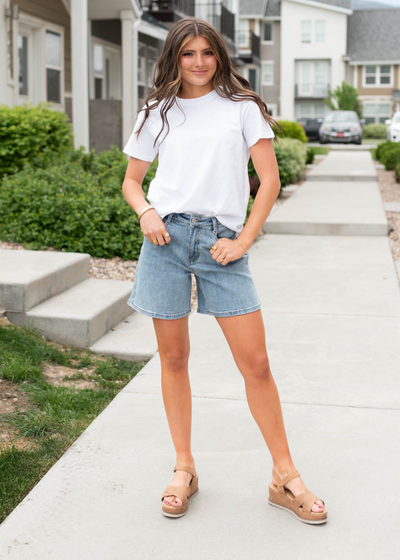 Thalia Denim High Waist Bermuda Shorts
