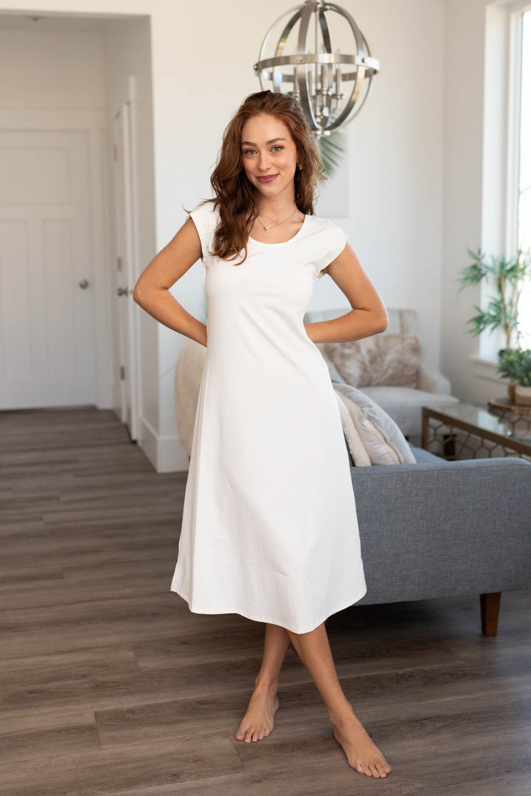 knee length dresses for ladies The Slipette Midi Cap Sleeve Dress - Elegant Dress