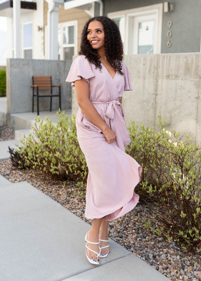 Short sleeve dusty pink dress