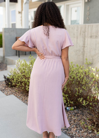 Back view of the dusty pink dress