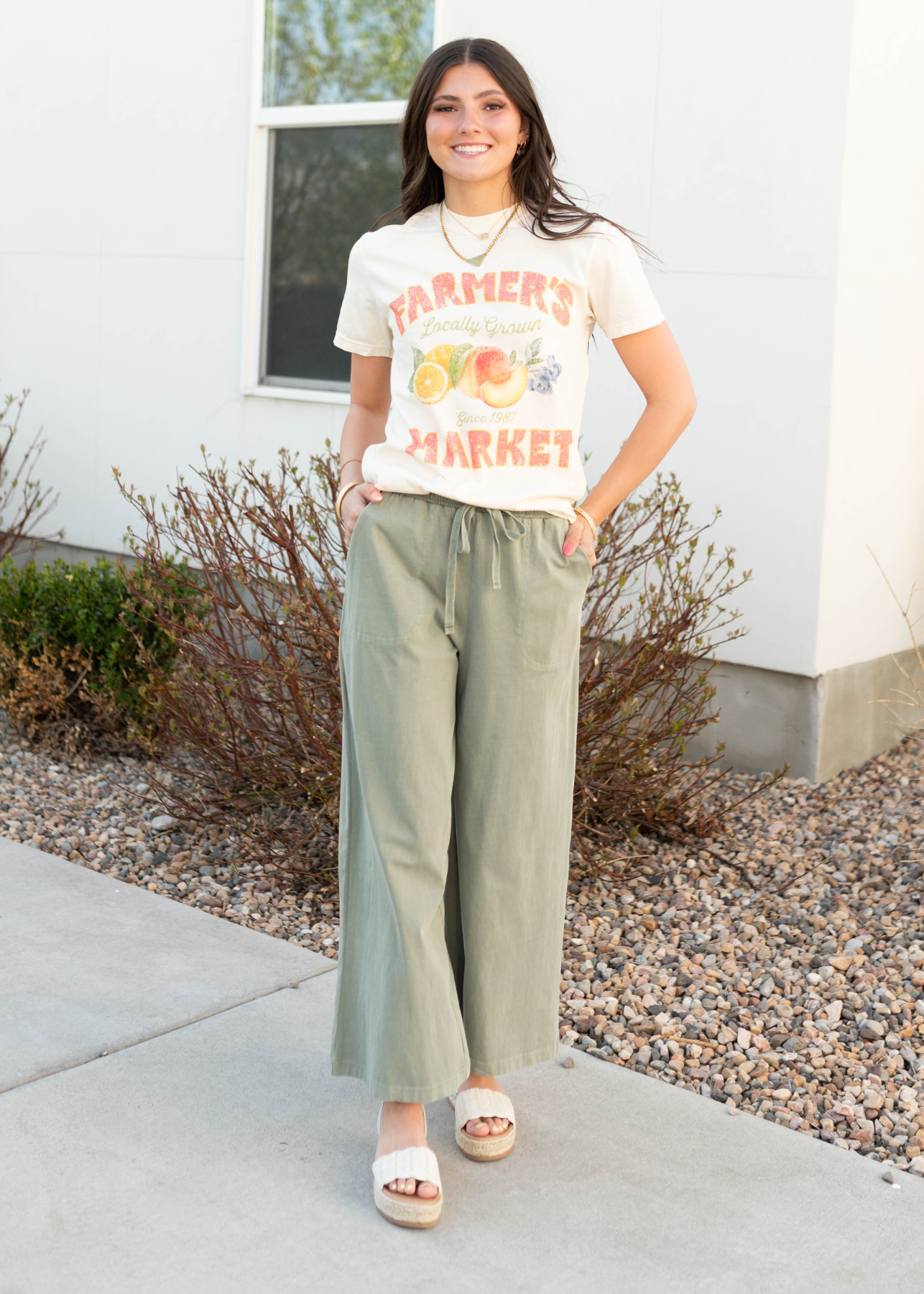 Crop sage wide leg pant