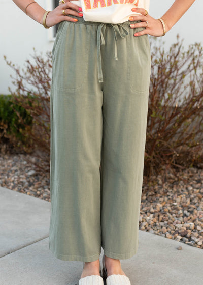 Sage wide leg pant with tie at the waist