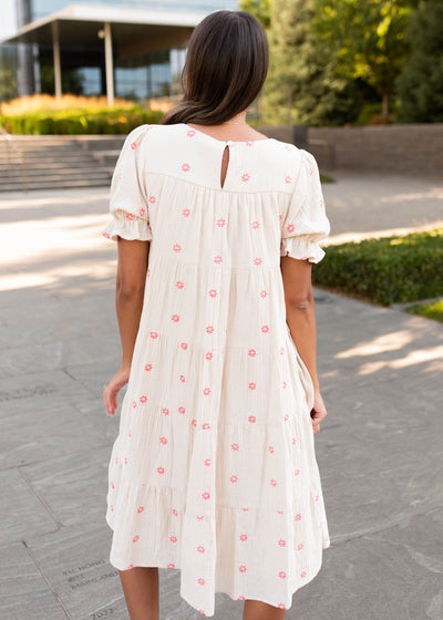 Trisha Beige Floral Embroidered Dress