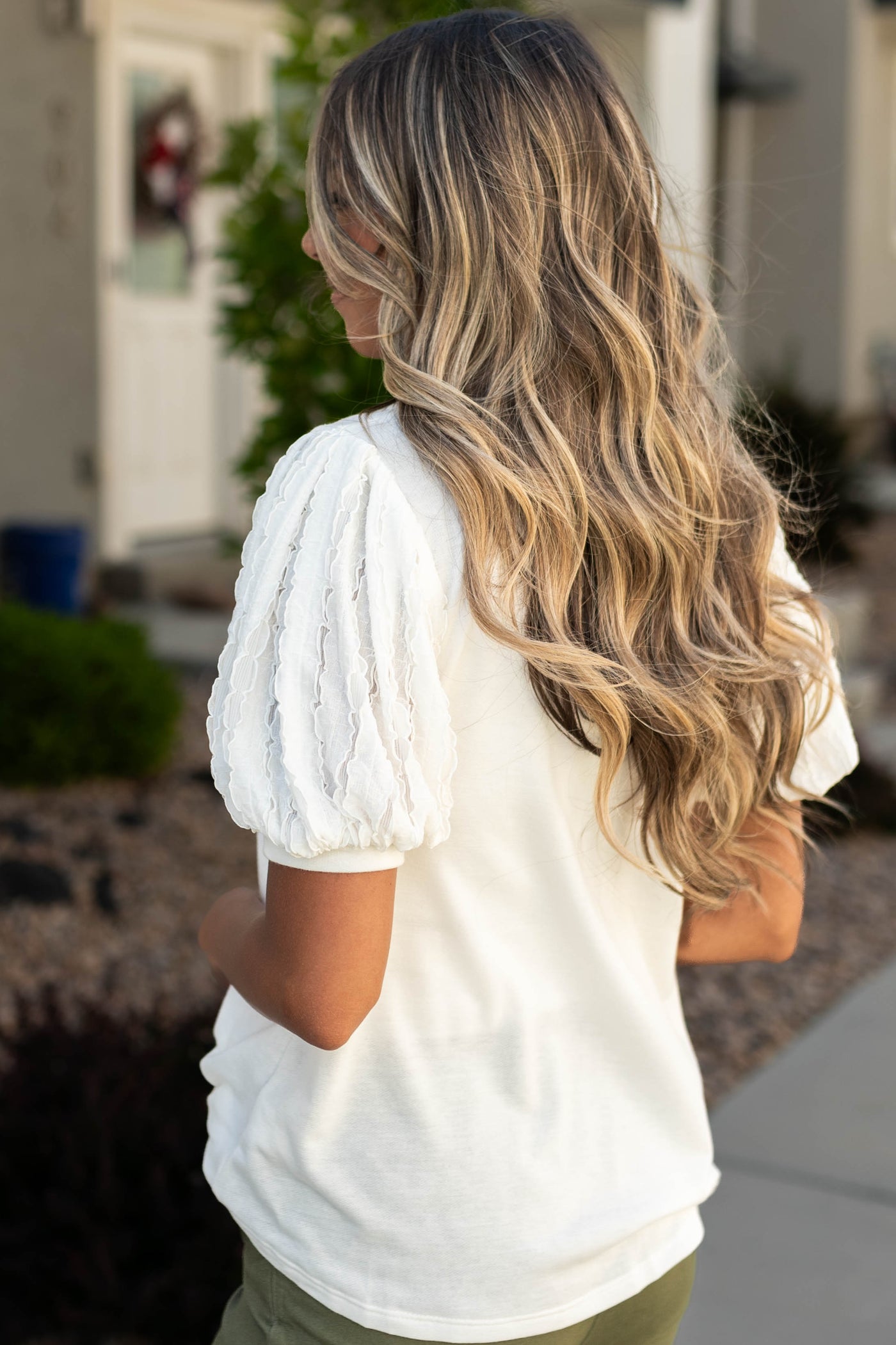Side view of a white top