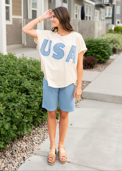 USA Beige Graphic Tee