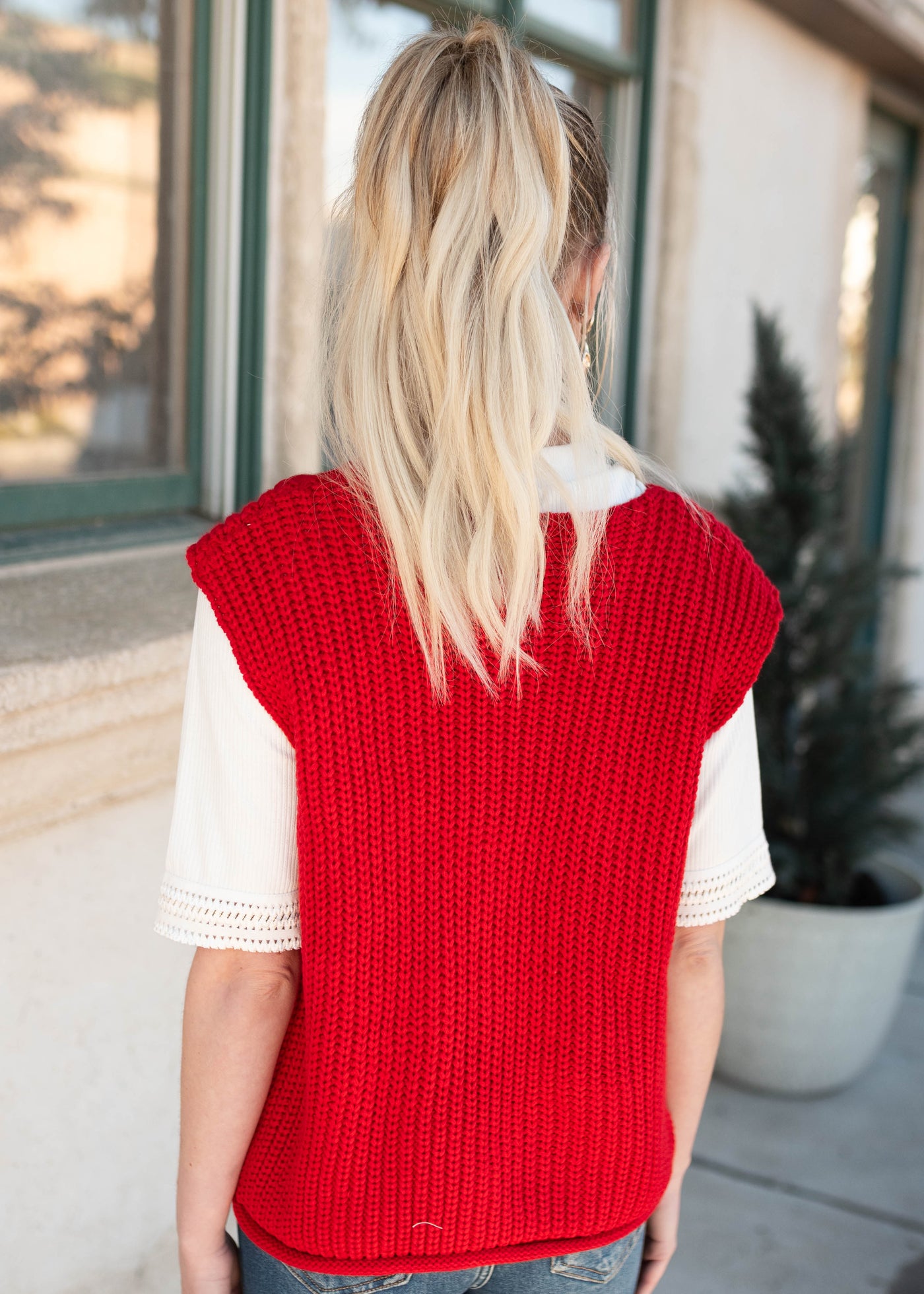 Valentina Red Knit Sweater Vest