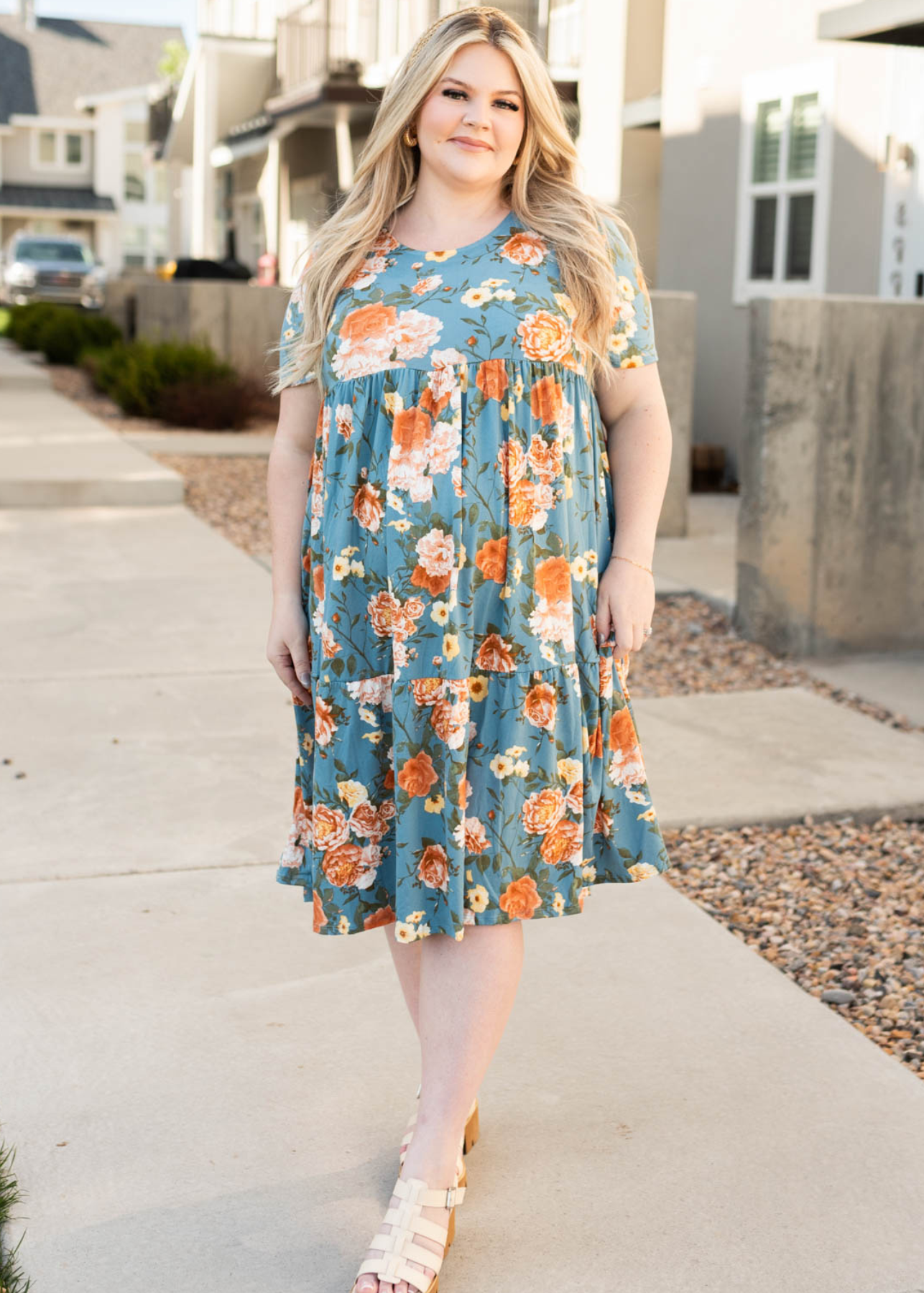 plus size denim tiered dress