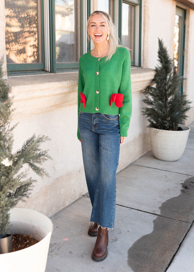 Veronica Green Christmas Bow Cardigan