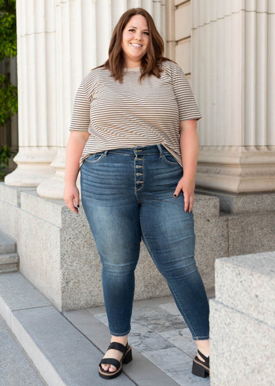 Plus size black stripe top