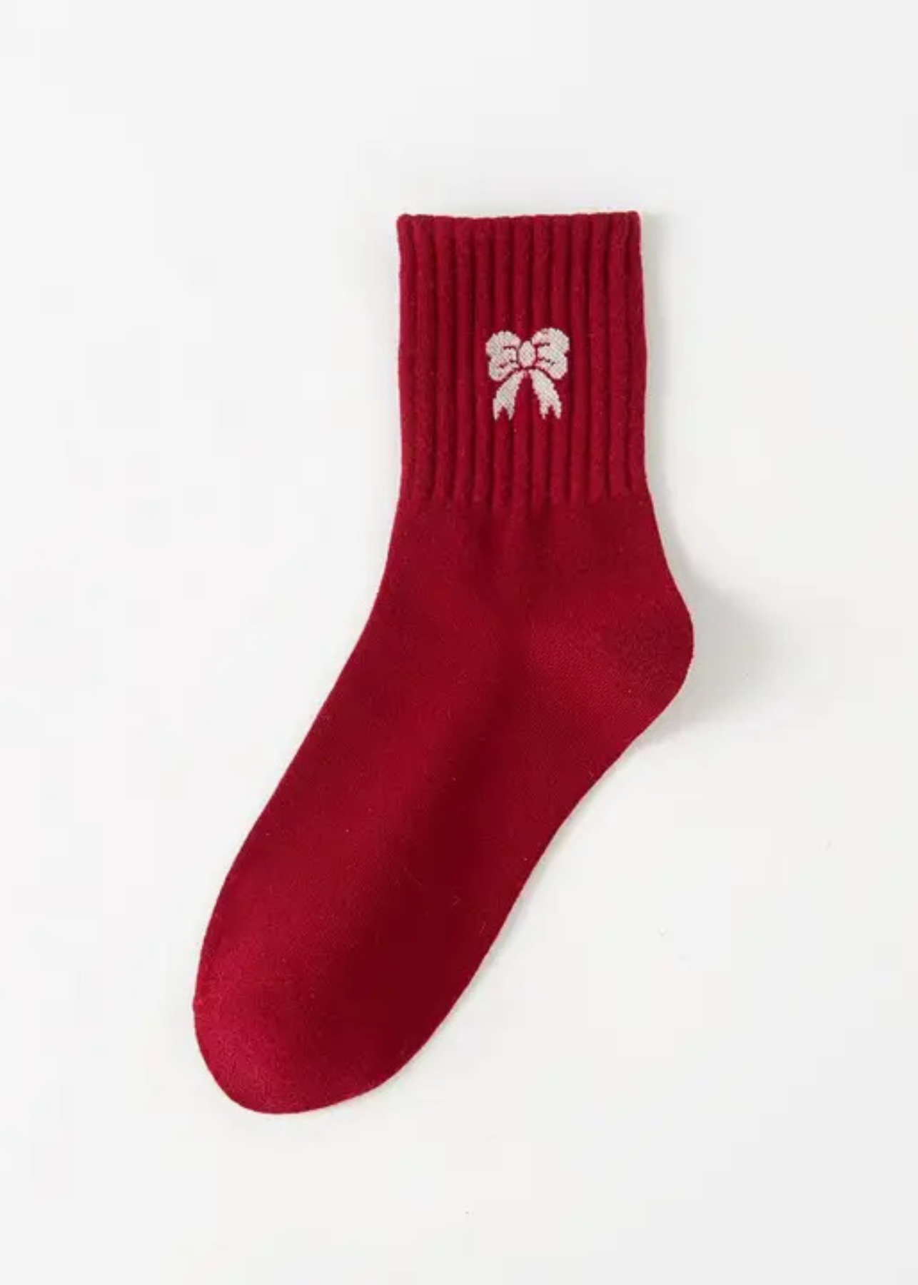 Burgundy bow socks