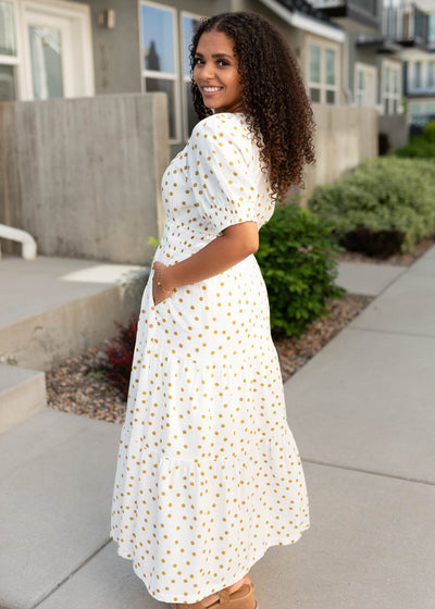 Side view of the white polka dot dress