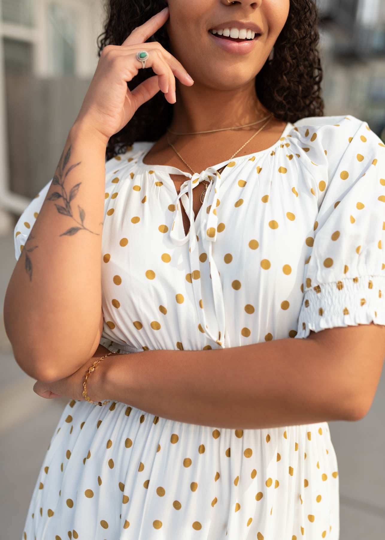 White polkda dot dress