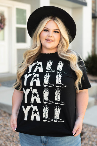 Plus size y'all black tee