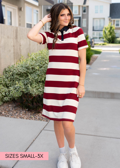 Red striped dress