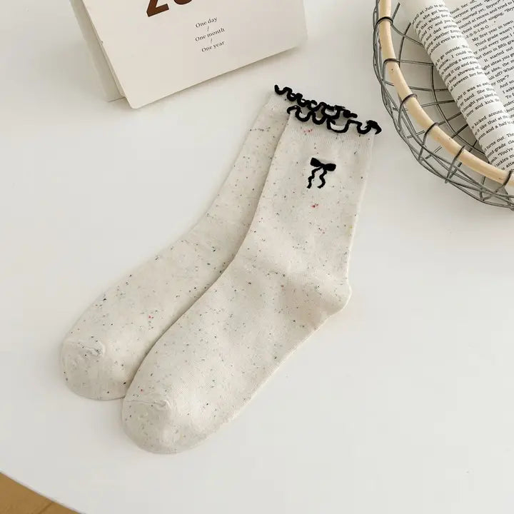 Braelyn White Bow Socks