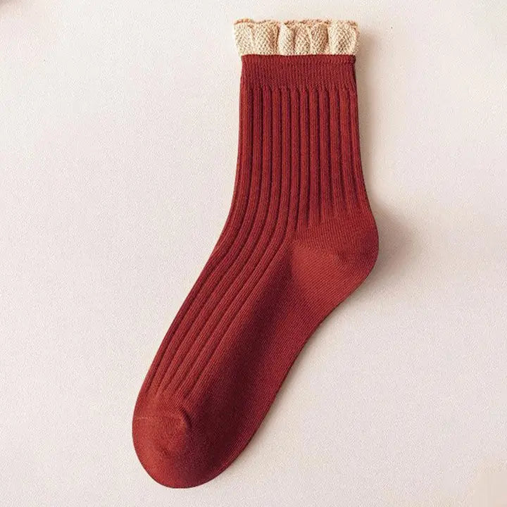 Renee Rust Ruffle Socks