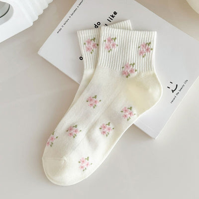Pink flower socks