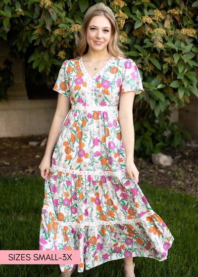 Tan floral dress