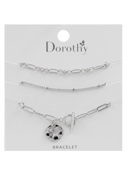 Charming Rhodium Coin Bracelet Set