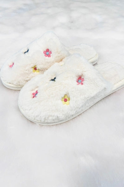 Poppy Ivory Floral Slippers