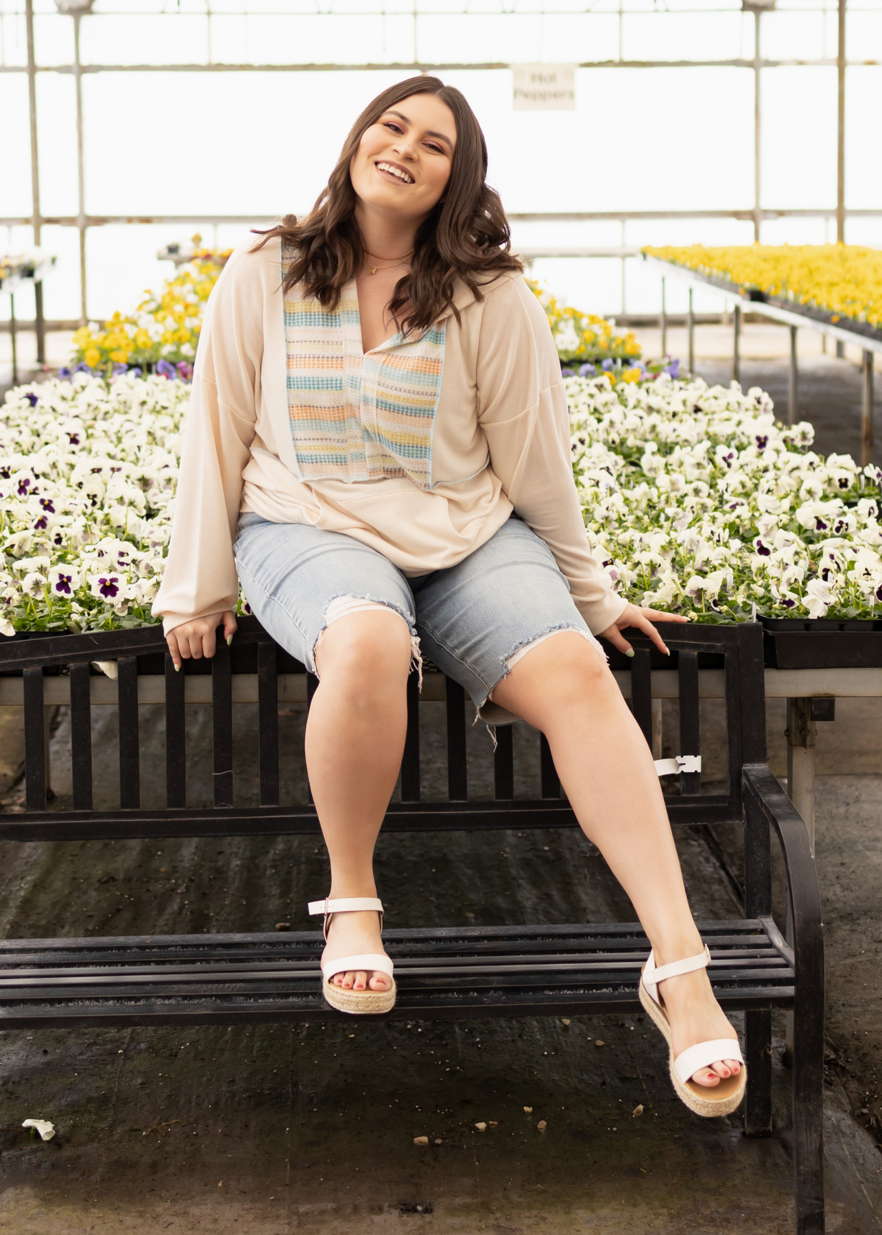 Plus size long sleeve oatmeal top
