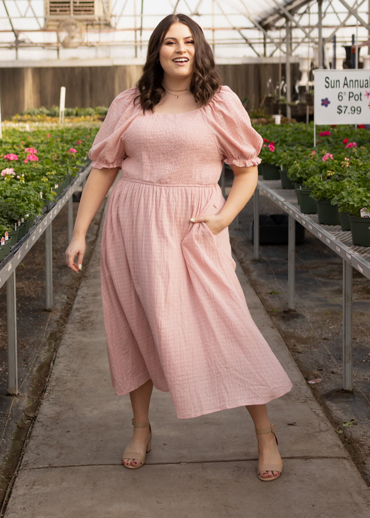 Short sleeve dusty pink dress