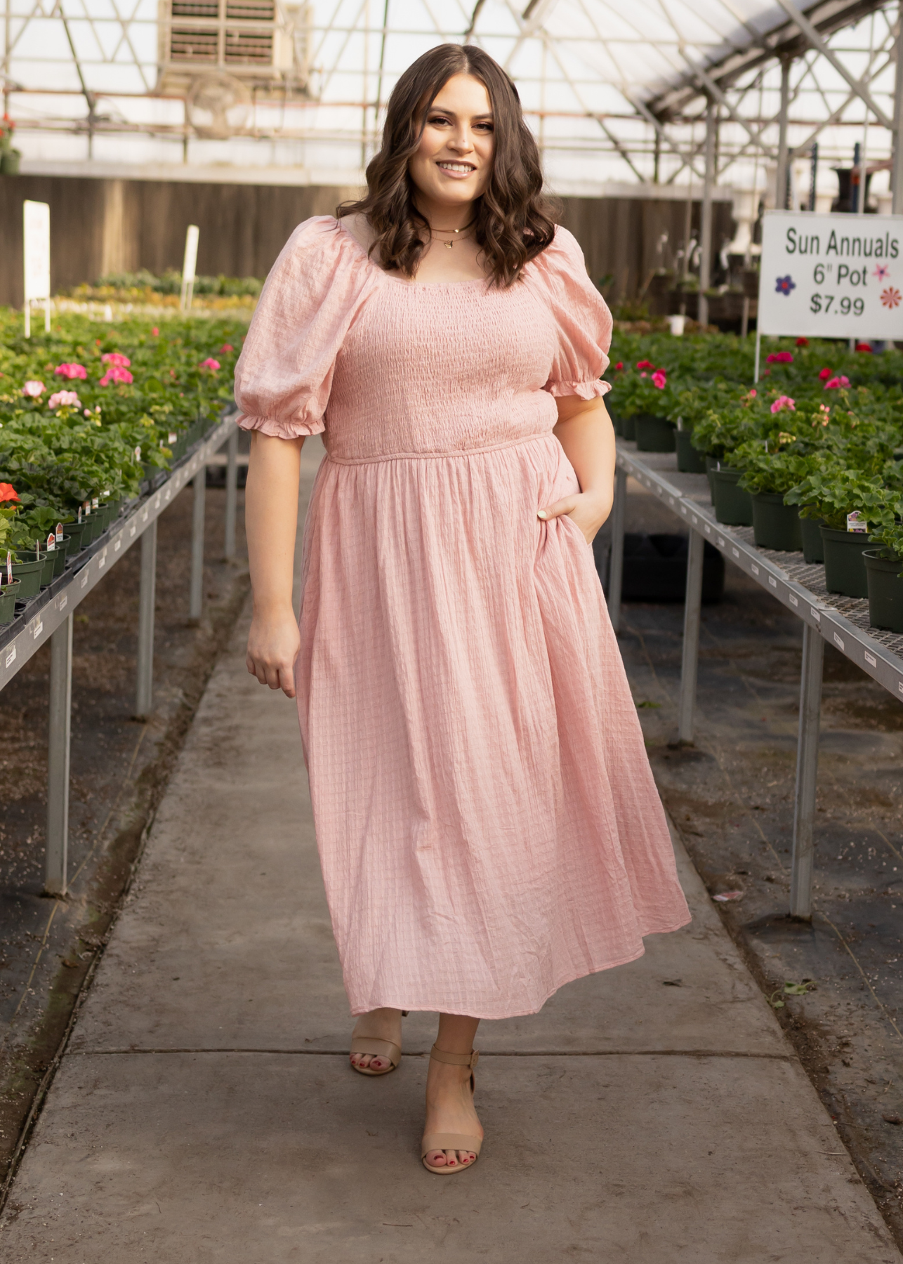 Plus size dusty pink dress