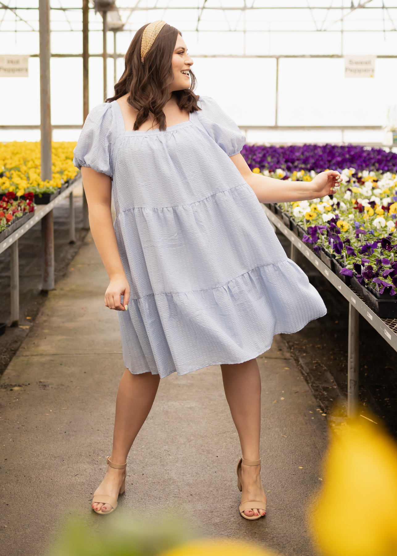 Plus size light blue dress