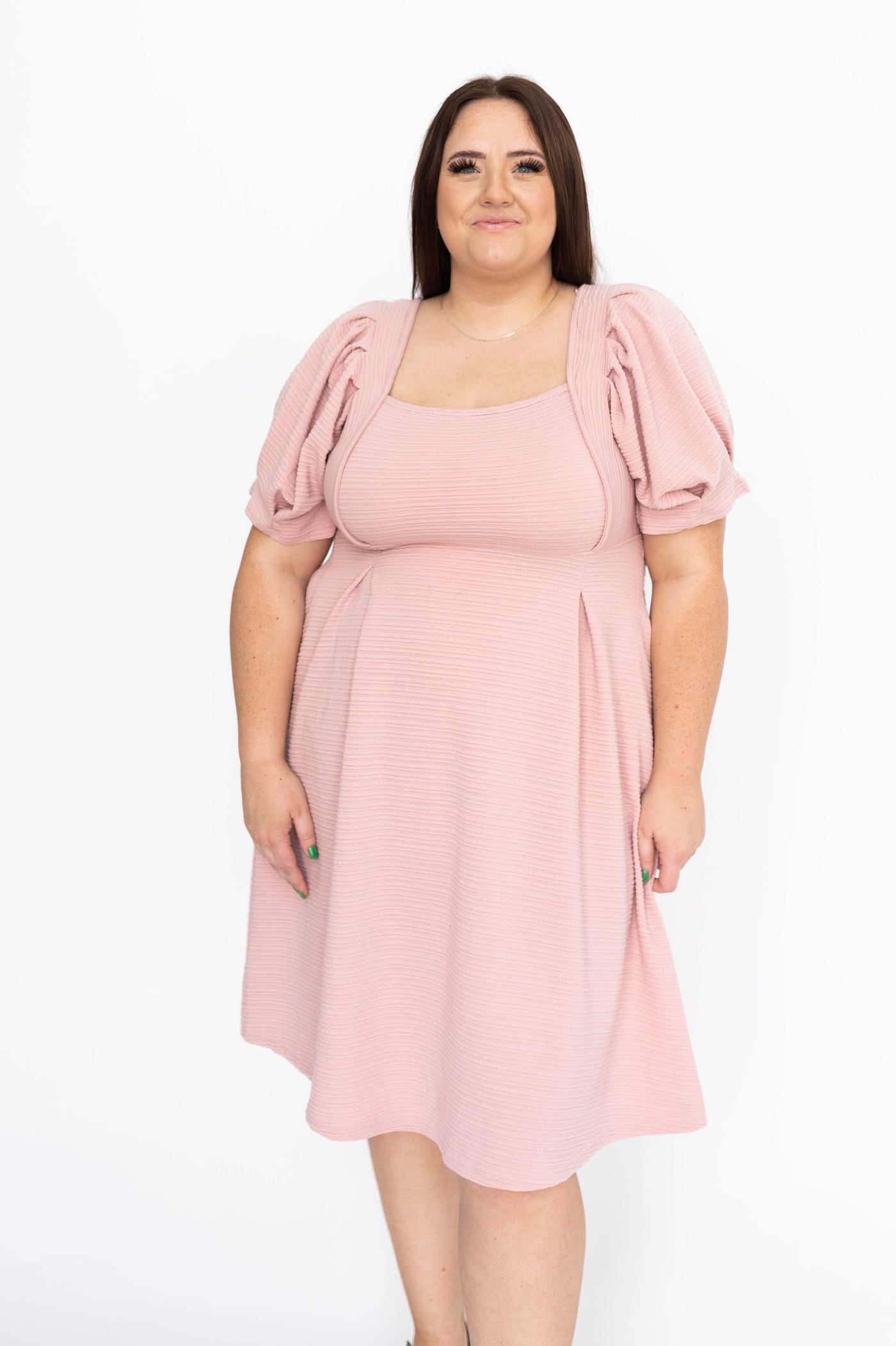 Short sleeve dusty pink dress