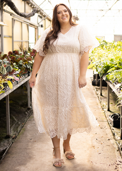 Plus size cream dress