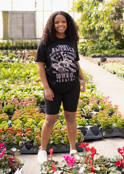 American cowboy black tee